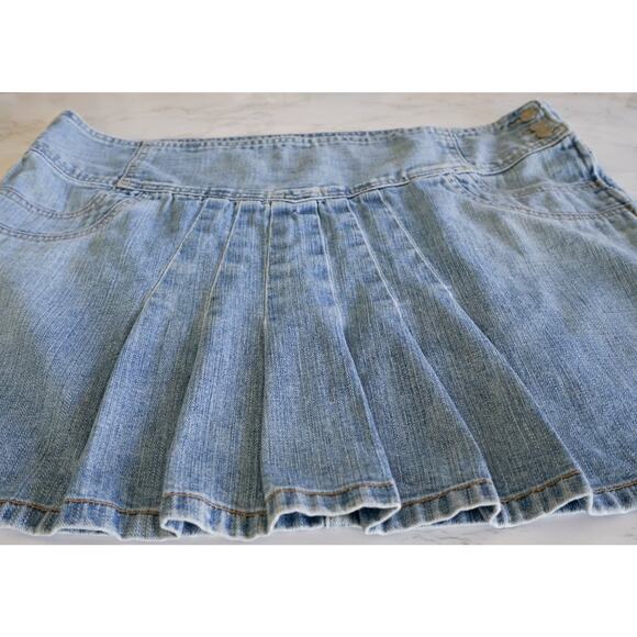 VTG Y2K Gap Jeans Denim Mini Pleated Skirt 20 Preppy Emo grunge Americana Retro - Picture 4 of 13